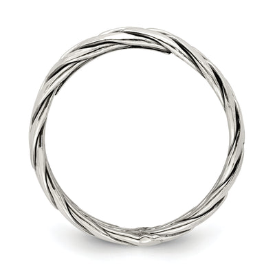 Sterling Silver Polished Antiqued Weaved Women's Ring