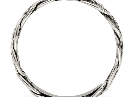 Sterling Silver Polished Antiqued Weaved Women's Ring
