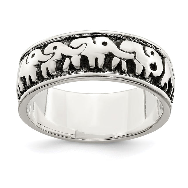Sterling silver elephant ring