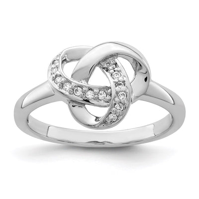 Sterling silver cubic zirconia knot ring