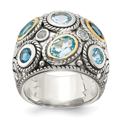 Sterling silver blue topaz ring