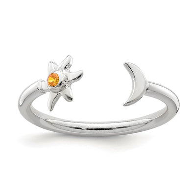 Sterling silver cubic zirconia moon ring