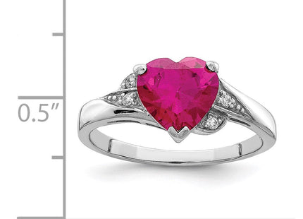 Sterling silver cubic zirconia heart ring, synthetic stone, further view