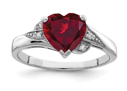 Sterling silver cubic zirconia heart ring, synthetic stone
