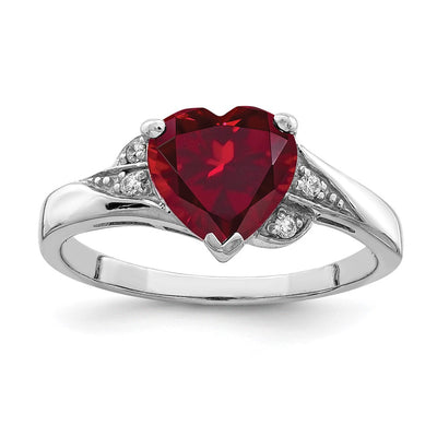 Sterling silver cubic zirconia heart ring, synthetic stone