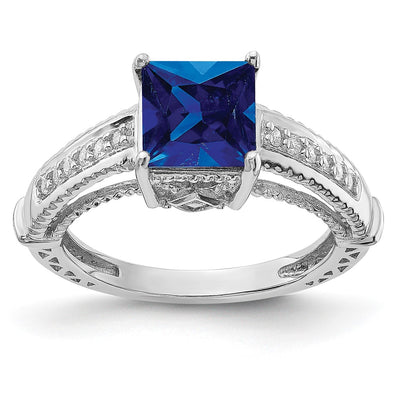 Sterling silver cubic zirconia ring, synthetic stone