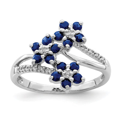 Sterling silver diamond flower ring