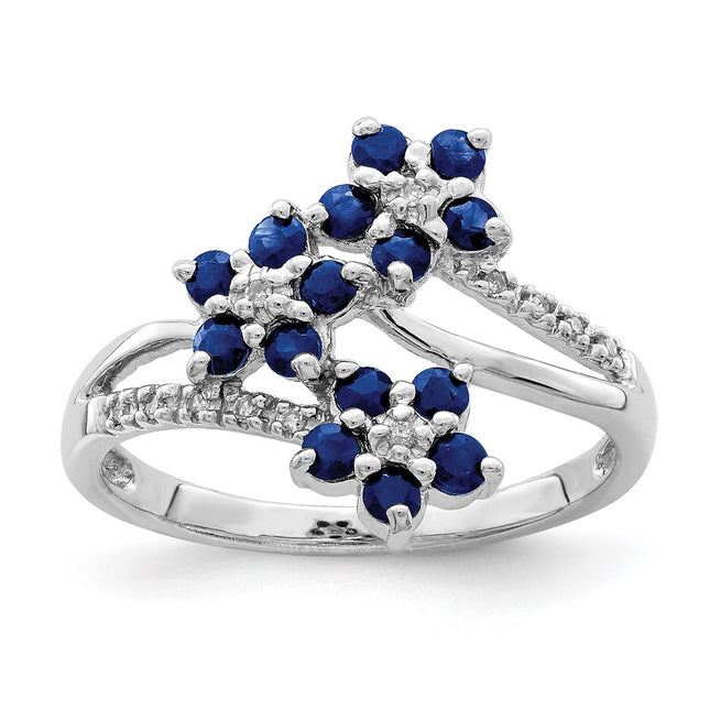 Sterling silver diamond flower ring