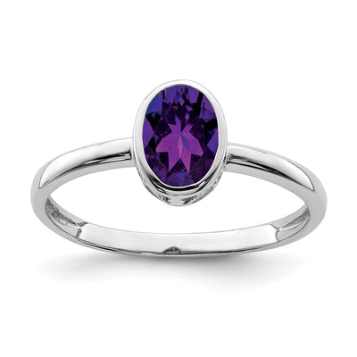 Sterling silver amethyst oval ring