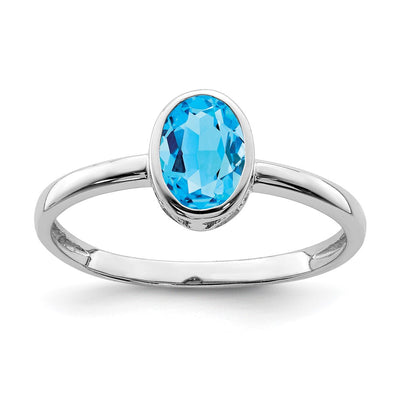 Sterling silver blue topaz oval ring