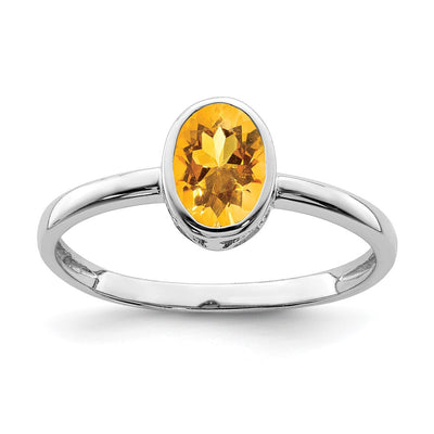 Sterling silver citrine oval ring
