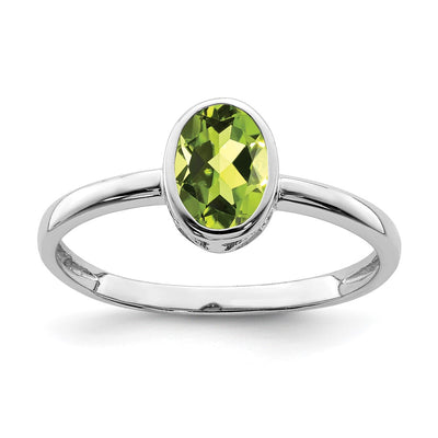 Sterling silver peridot oval ring