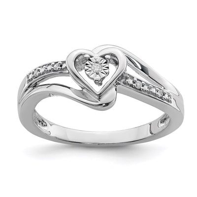 Sterling silver diamond heart ring