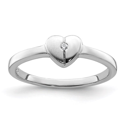 Sterling silver cubic zirconia heart ring