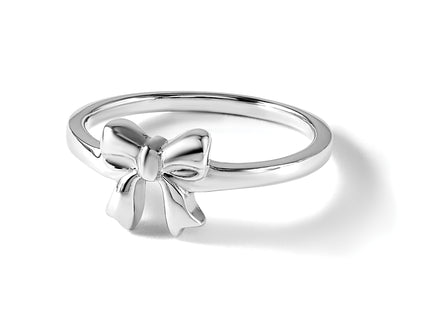 Sterling Silver Rhodium-plated Polished Bow Children's Ring