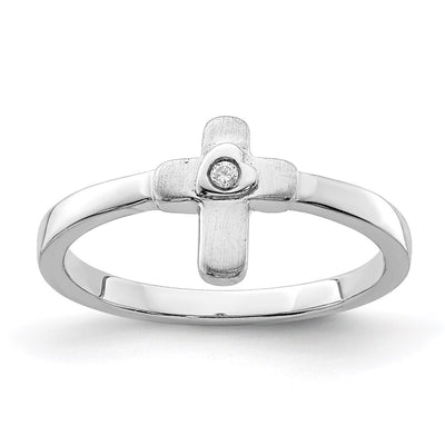 Sterling silver cubic zirconia cross ring