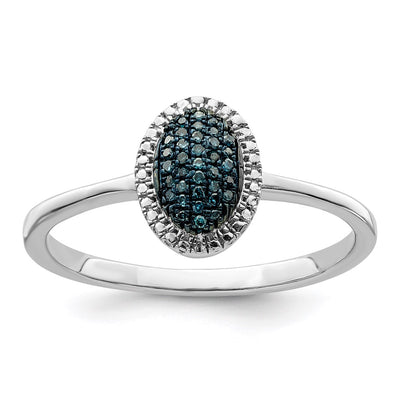 Sterling silver diamond oval ring