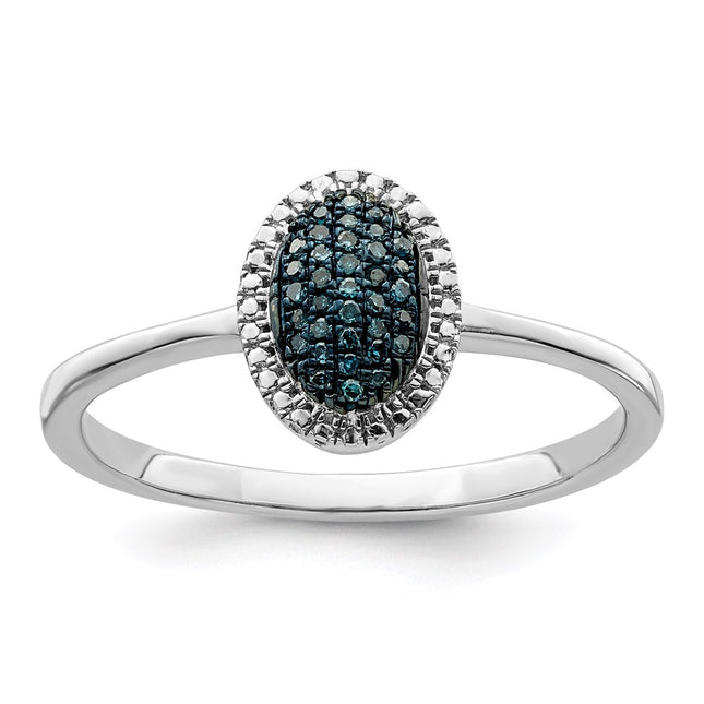 Sterling silver diamond oval ring
