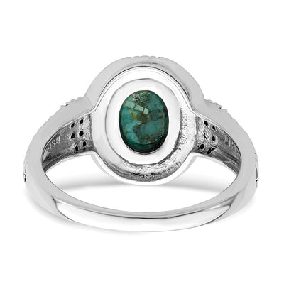 Sterling Silver Rhodium-plated Oxidized Faceted Recon. Turquoise Ring