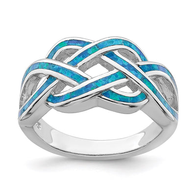 Sterling silver opal knot ring