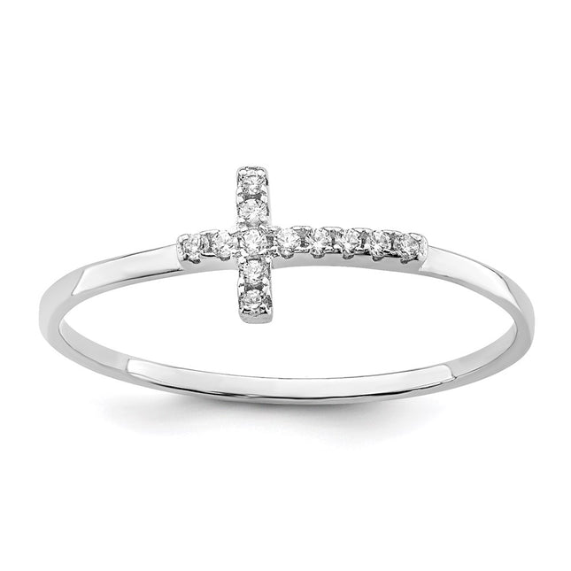 Sterling silver cubic zirconia cross ring