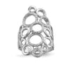Sterling Silver Rhodium-plated Polished & Textured Circles Ring