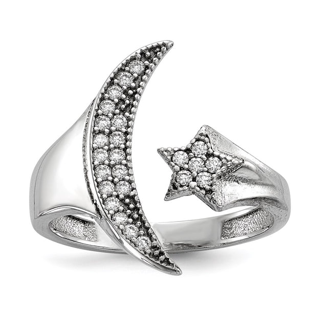 Sterling silver cubic zirconia star ring