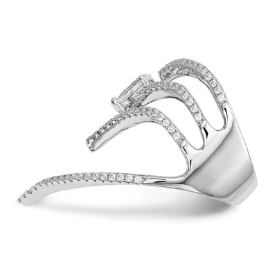 Pure Fire Sterling Silver Rhod-plated CZ Ring