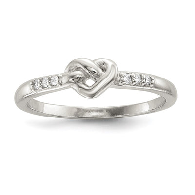 Sterling silver cubic zirconia heart ring