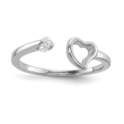 Sterling silver cubic zirconia heart ring