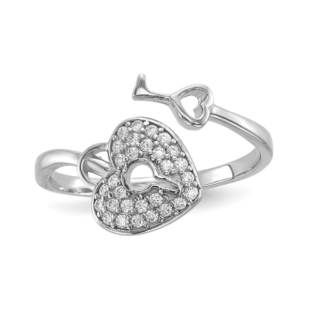 Sterling silver cubic zirconia heart ring