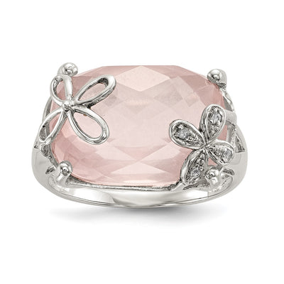Sterling silver rose quartz ring