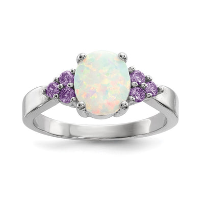 Sterling silver cubic zirconia oval ring