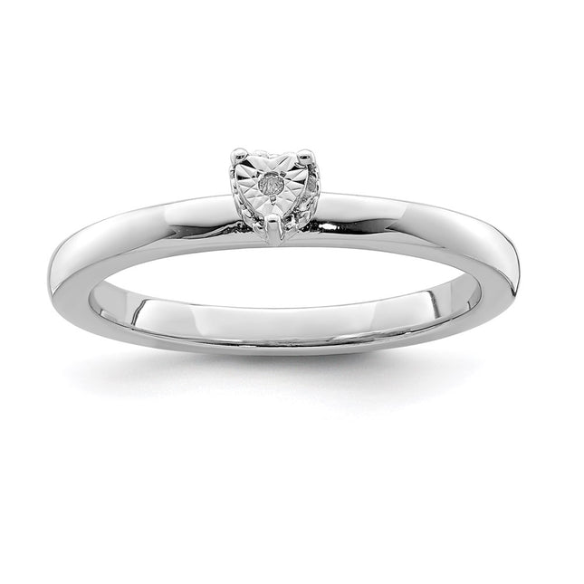 Sterling silver diamond heart ring