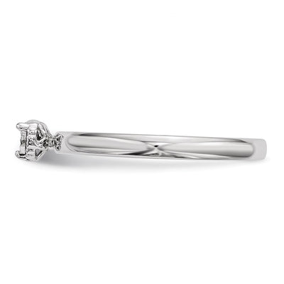 Sterling Silver Rhodium Plated Polished Diamond Square Shape Ring