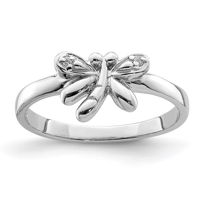 Sterling silver cubic zirconia dragonfly ring