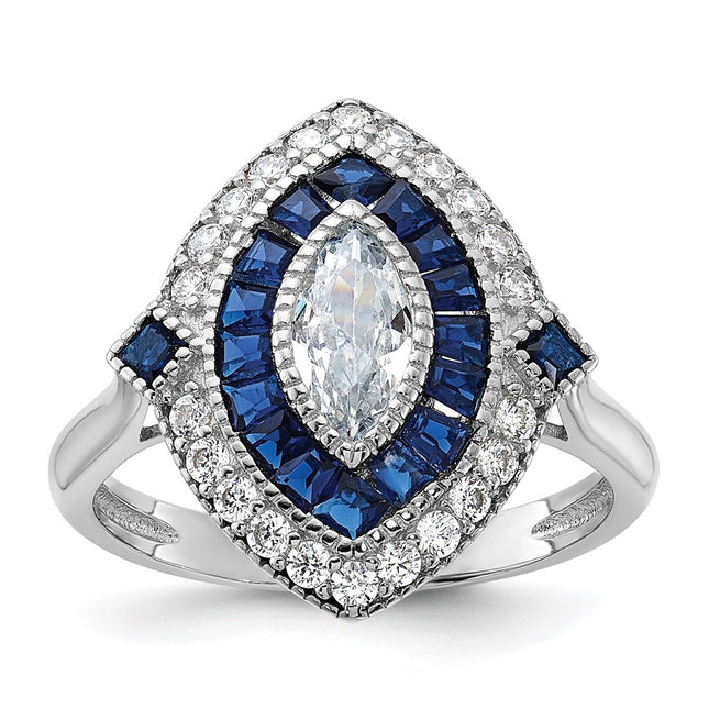 Sterling silver cubic zirconia ring, synthetic stone