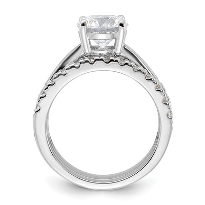 Sterling Silver Rhodium-plated CZ Solitaire & 2 CZ Bands Set
