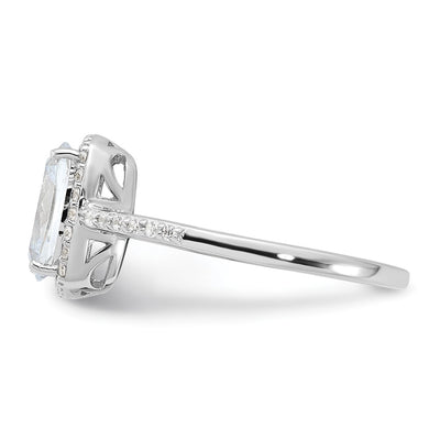 Sterling Silver Rhodium-plated 9x7 Cushion CZ Ring