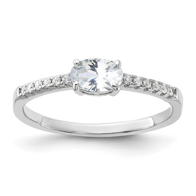 Sterling silver cubic zirconia oval ring