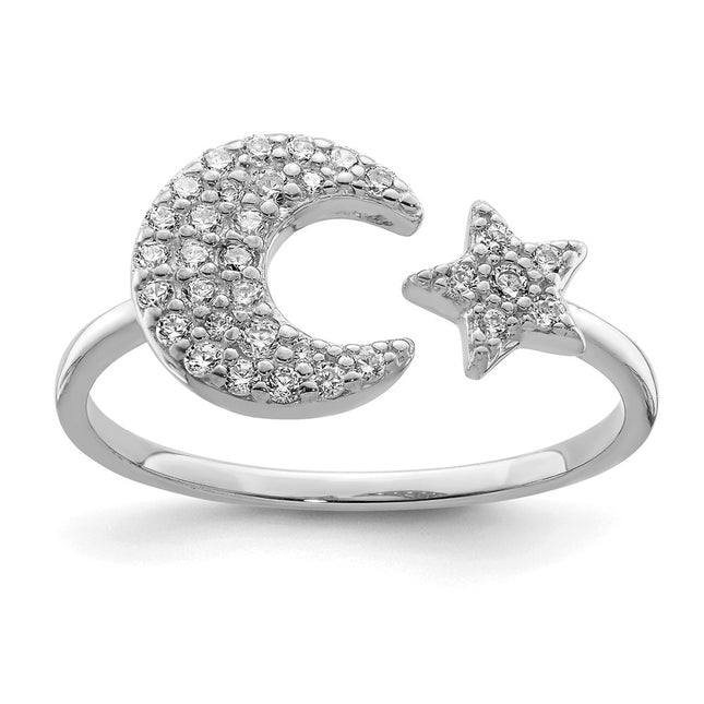 Sterling silver cubic zirconia star ring