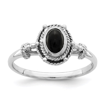 Sterling silver onyx oval ring