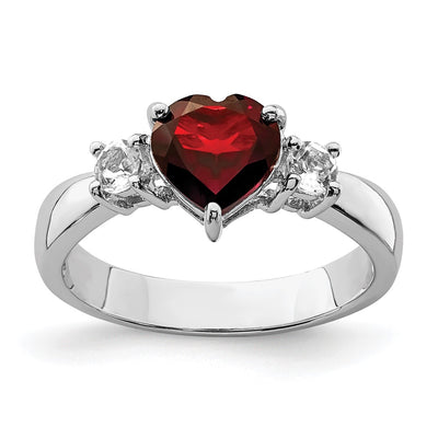 Sterling silver garnet heart ring
