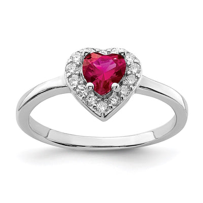Sterling silver cubic zirconia heart ring