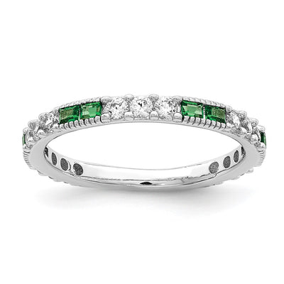 Sterling silver cubic zirconia band, synthetic stone