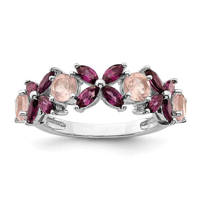 Sterling silver rose quartz ring