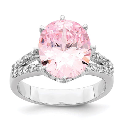 Sterling silver cubic zirconia oval ring