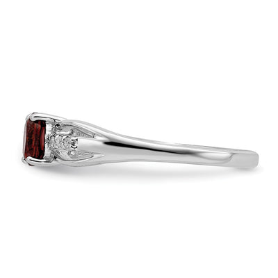 Sterling Silver Rhod-plated Diamond Garnet Ring