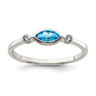 Sterling silver blue topaz ring