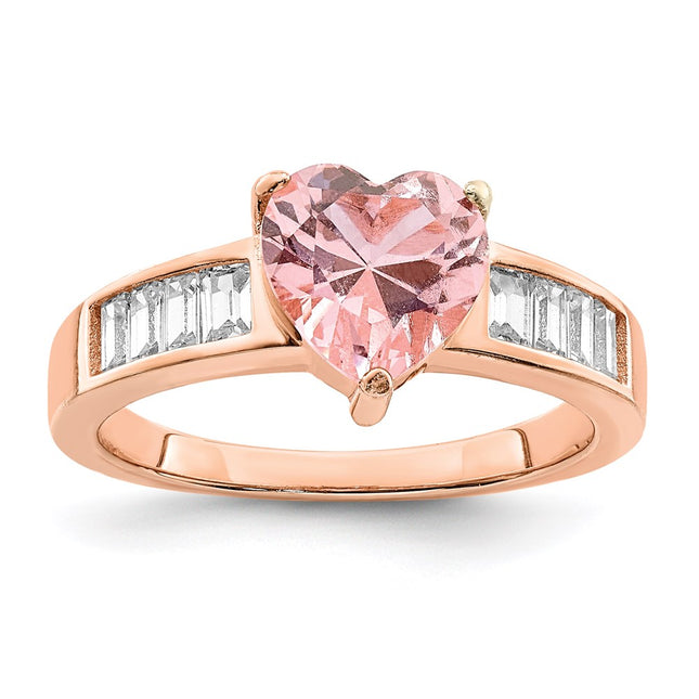 Sterling silver cubic zirconia heart ring